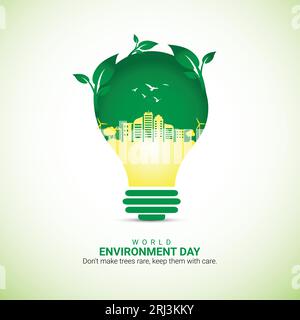 World Environment Day: Creative Concept Design für Banner und Poster 3D Illustration Stock Vektor