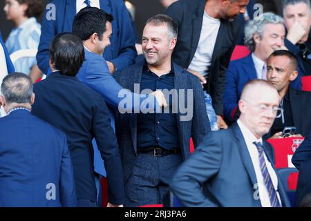 Barcelona, Spanien. August 2023. Hans-Dieter Flick (GER) Fußball/Fußball : deutscher Nationaltrainer 'Hansi' Flick während des spanischen Spiels 'LaLiga EA Sports' zwischen dem FC Barcelona 2-0 Cadiz CF bei den Estadi Olimpic Lluis Companys in Barcelona, Spanien. Quelle: Mutsu Kawamori/AFLO/Alamy Live News Stockfoto