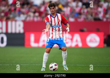 Girona, Spanien. August 2023. Miguel Gutierrez vom Girona FC während des La Liga EA Sports Matches zwischen Girona FC und Getafe CF spielte am 20. August 2023 im Montilivi Stadium in Girona, Spanien. (Foto: Bagu Blanco/PRESSINPHOTO) Credit: PRESSINPHOTO SPORTS AGENCY/Alamy Live News Stockfoto