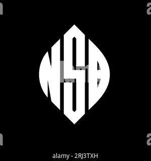 NSB-Logodesign mit kreisförmigem Buchstaben und Ellipsenform. NSB-Ellipsenbuchstaben im typografischen Stil. Die drei Initialen bilden ein kreisförmiges Logo. NSB CI Stock Vektor