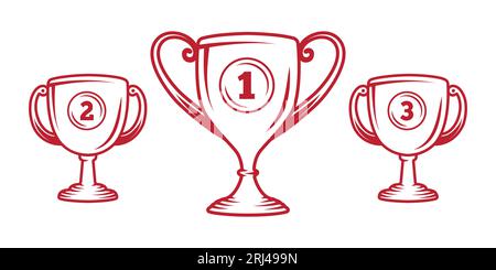 Vorlage für das Design des Trophäenlogos. Trophäenset. Vektor und Illustration. Stock Vektor