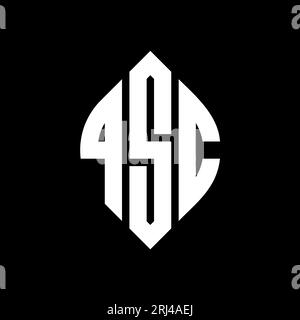 QSC kreisförmiges Logo mit Kreis- und Ellipsenform. QSC-Ellipsenbuchstaben im typografischen Stil. Die drei Initialen bilden ein kreisförmiges Logo. QSC CI Stock Vektor