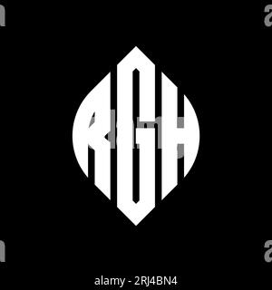RGH Circle Letter Logo-Design mit Kreis- und Ellipsenform. RGH-Ellipsenbuchstaben im typografischen Stil. Die drei Initialen bilden ein kreisförmiges Logo. RGH CI Stock Vektor