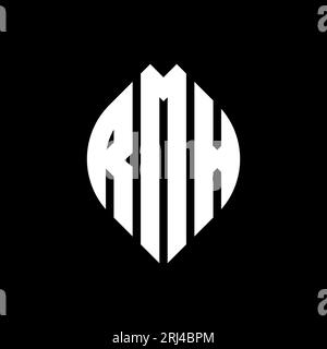 RMX-Logo mit kreisförmigem Buchstaben und Ellipsenform. RMX-Ellipsenbuchstaben im typografischen Stil. Die drei Initialen bilden ein kreisförmiges Logo. RMX CI Stock Vektor