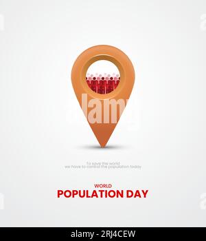 World Population Day, kreatives Konzeptdesign für Banner, Poster und 3D-Illustration Stock Vektor