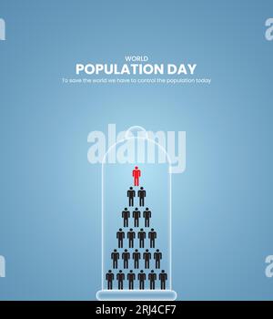 World Population Day, kreatives Konzeptdesign für Banner, Poster und 3D-Illustration Stock Vektor