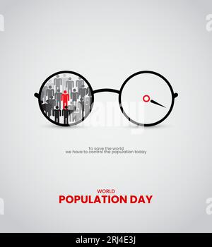 World Population Day, kreatives Konzeptdesign für Banner, Poster und 3D-Illustration Stock Vektor