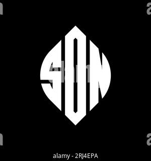 SON Circle Letter Logo mit Kreis- und Ellipsenform. Ellipsenbuchstaben im typografischen Stil. Die drei Initialen bilden ein kreisförmiges Logo. SON CI Stock Vektor