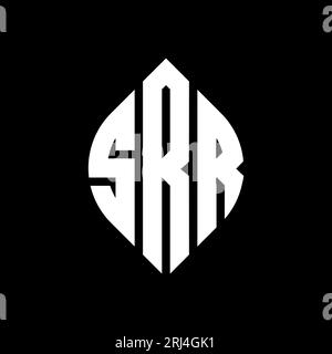SRR kreisförmiges Logo mit Kreis- und Ellipsenform. SRR-Ellipsenbuchstaben im typografischen Stil. Die drei Initialen bilden ein kreisförmiges Logo. SRR CI Stock Vektor