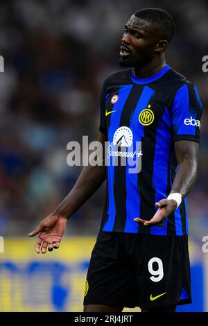 Marcus Thuram vom FC Internazionale reagiert während des Fußballspiels der Serie A zwischen dem FC Internazionale und dem AC Monza. Stockfoto