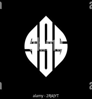 SSS kreisförmiges Logo mit Kreis- und Ellipsenform. SSS-Ellipsenbuchstaben im typografischen Stil. Die drei Initialen bilden ein kreisförmiges Logo. SSS-CI Stock Vektor