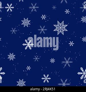 Nahtloses Muster zum Thema Neujahr und Weihnachten mit Schneeflocken, Stockfoto
