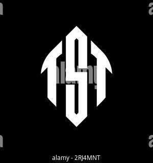 TST-Logodesign mit kreisförmigem Buchstaben und Ellipsenform. TST-Ellipsenbuchstaben im typografischen Stil. Die drei Initialen bilden ein kreisförmiges Logo. TST CI Stock Vektor