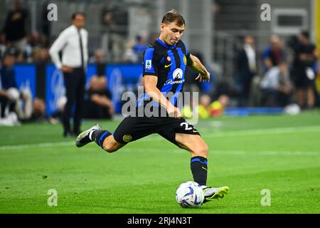 Nicolò Barella vom FC Internazionale während des italienischen Fußballspiels Inter vs Monza im San Siro Stadion in Mailand am 19. August 2023 Stockfoto