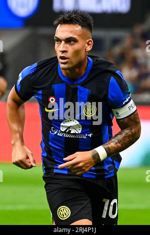 Lautaro Martinez vom FC Internazionale während des italienischen Fußballspiels Inter vs Monza im San Siro Stadion in Mailand am 19. August 2023 Stockfoto