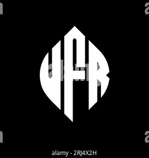 VFR-Logodesign mit kreisförmigem Buchstaben und Ellipsenform. VFR-Ellipsenbuchstaben im typografischen Stil. Die drei Initialen bilden ein kreisförmiges Logo. VFR CI Stock Vektor