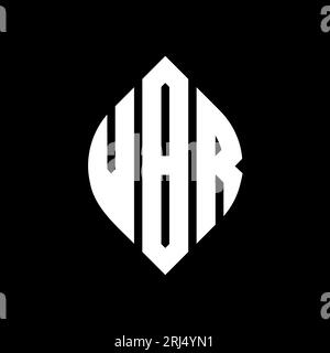 VBR-Logo mit kreisförmigem Buchstaben und Ellipsenform. VBR-Ellipsenbuchstaben im typografischen Stil. Die drei Initialen bilden ein kreisförmiges Logo. VBR CI Stock Vektor