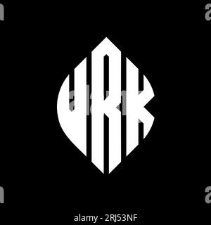 VRK kreisförmiges Logo mit Kreis- und Ellipsenform. VRK-Ellipsenbuchstaben im typografischen Stil. Die drei Initialen bilden ein kreisförmiges Logo. VRK CI Stock Vektor