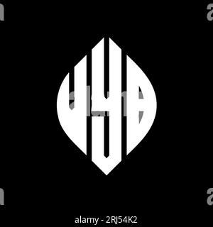 VYB kreisförmiges Logo mit Kreis- und Ellipsenform. VYB-Ellipsenbuchstaben im typografischen Stil. Die drei Initialen bilden ein kreisförmiges Logo. VYB CI Stock Vektor