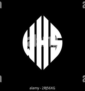 WHS-Logodesign mit kreisförmigem Buchstaben und Ellipsenform. WHS-Ellipsenbuchstaben im typografischen Stil. Die drei Initialen bilden ein kreisförmiges Logo. WHS CI Stock Vektor