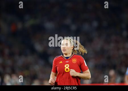 Sydney, Australien. August 2023. Mariona Caldentey aus Spanien schaut beim Finale der FIFA Frauen-Weltmeisterschaft Australien und Neuseeland 2023 zwischen Spanien und England im Stadion Australien am 20. August 2023 in Sydney, Australien, zu Stockfoto