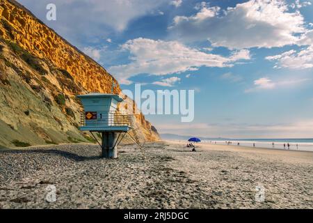 Rettungsschwimmstation am Torrey Pines Beach, San Diego, Kalifornien Stockfoto