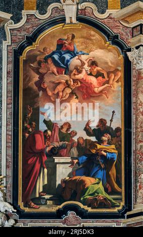 Assunzione di Maria - olio su tela - Sebastiano Ricci - ultimo quarto del XVIII secolo - Clusone (BG), Basilika di Santa Maria Assunta Stockfoto