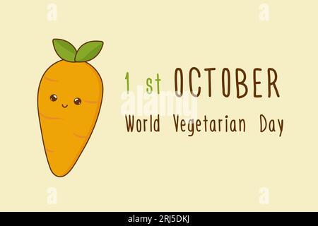 Essen Sie Pflanzen nicht Freunde, 1. oktober Welt Veggie Day, Gemüse, Buchstaben Stock Vektor