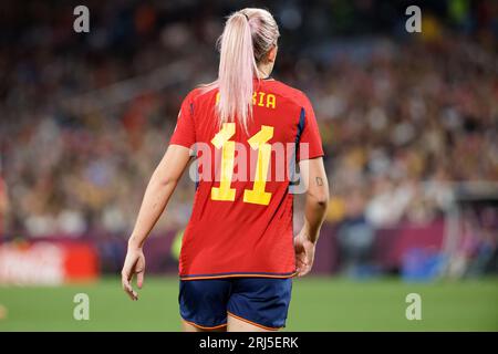 Sydney, Australien. August 2023. Alexia Putellas aus Spanien schaut beim Finale der FIFA Frauen-Weltmeisterschaft Australien und Neuseeland 2023 zwischen Spanien und England im Stadion Australien am 20. August 2023 in Sydney, Australien, zu Stockfoto