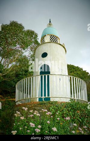 Portmeirion Dorf im italienischen Stil in Gwynedd, Nordwales, Großbritannien, der Leuchtturm Stockfoto