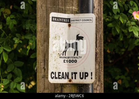Sauber machen nach Ihrem Hundeschild, Essex England UK Stockfoto