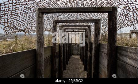 Ein Bunker auf der Insel Vlieland von der Atlantikwand. Stockfoto