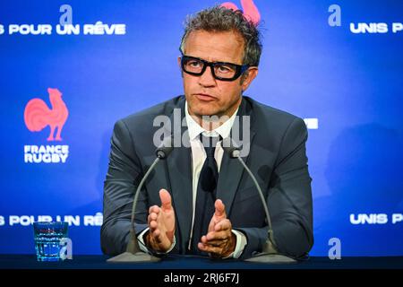 Fabien GALTHIE aus Frankreich während der Pressekonferenz der französischen Nationalmannschaft, Bekanntgabe der Liste der Spieler, die für die Rugby-Weltmeisterschaft 2023 ausgewählt wurden, am 21. August 2023 in der TF1-Zentrale in Boulogne-Billancourt, Frankreich Stockfoto