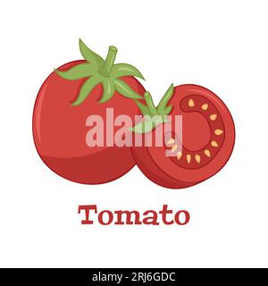 Tomaten-Symbol im flachen Stil. Isoliertes Objekt. Tomaten-Logo. Gemüse vom Bauernhof. Ökologische Lebensmittel. Vector Illustration. Stock Vektor