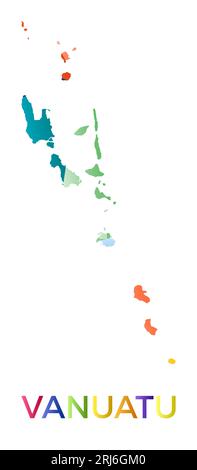 Leuchtende Vanuatu-Form. Mehrfarbiges, geometrisches Country-Logo. Modernes, trendiges Design. Erstaunliche Vektorillustration. Stock Vektor
