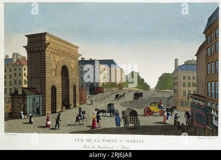 Vue de la Porte St. Martin-in-Vues de Paris par Courvoisier, 1827 Stockfoto