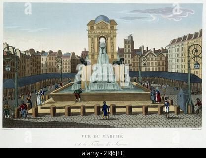 La Fontaine des Innocents, Vers 1820 - in "Vues de Paris' de Courvoisier 1827 Stockfoto