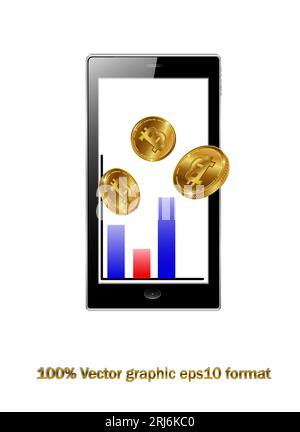 Business and Global Financial Connections, Kryptowährung, abstrakt, fiktiver Bitcoin, Imitation Coin. Handel, Online-Banking und Geldtransfer Stock Vektor