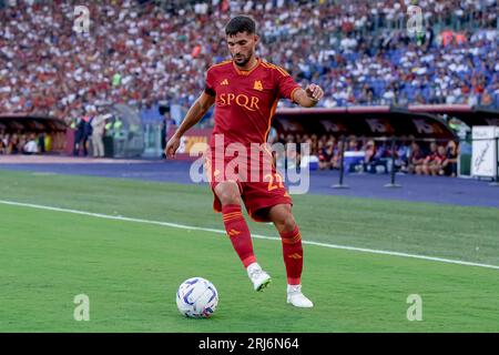 Rom, Italien. August 2023. Houssem Aouar von AS Roma während des Serie-A-Tim-Spiels zwischen AS Roma und US Salernitana im Stadio Olimpico am 20. August 2023 in Rom, Italien. Quelle: Giuseppe Maffia/Alamy Live News Stockfoto