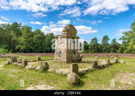 Hermann-Loens-Gedenkstätte, bekannt als „Dichter der Heide“. Löwenstein im südlichen Teil der Lüneburger Heide in Deutschland. Stockfoto