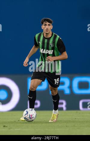 Kevin Miranda (Sassuolo) während des italienischen Spiels der Serie A zwischen Sassuolo 0-2 Atalanta im Mapei Stadium am 20. August 2023 in Reggio Emilia, Italien. Kredit: Maurizio Borsari/AFLO/Alamy Live News Stockfoto