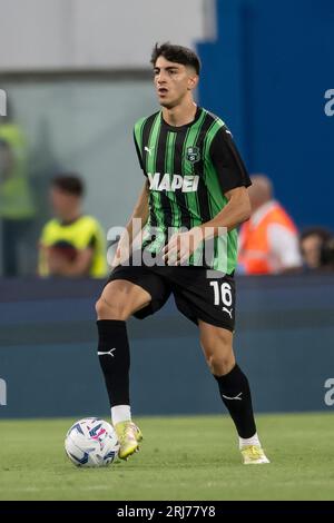 Kevin Miranda (Sassuolo) während des italienischen Spiels der Serie A zwischen Sassuolo 0-2 Atalanta im Mapei Stadium am 20. August 2023 in Reggio Emilia, Italien. Kredit: Maurizio Borsari/AFLO/Alamy Live News Stockfoto