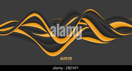 Visualisierung von Schallwellen. Solide 3D-Wellenform. Muster für Sprachmuster. Stock Vektor