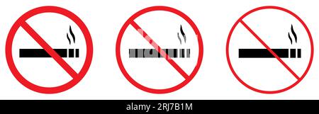 Rauchverbotsschild gesetzt. Symbol für Rauchverbot. Vektorillustration isoliert auf weißem Hintergrund Stock Vektor