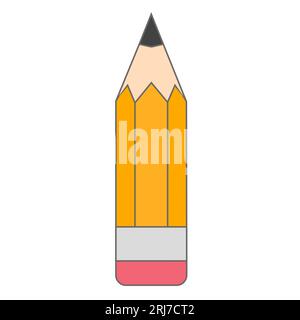 Gelber Graphitstift mit Radiergummi-Symbol auf weißem Hintergrund Stock Vektor