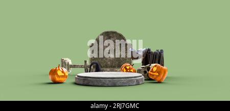 Halloween Podium Präsentation Mock Up, 3D Illustrations Rendering Stockfoto
