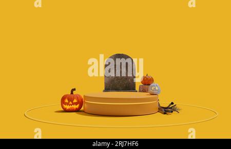 Halloween-Podium und Bühnendesign, 3D-Illustrationen Stockfoto