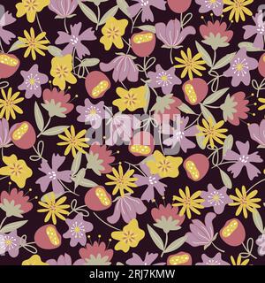 Buntes nahtloses Muster mit fantastischen Blumen. Stock Vektor