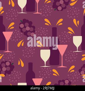 Elegantes Muster mit Weinflaschen und Gläsern. Stock Vektor