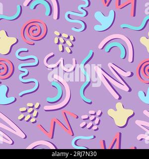 Doodle-Muster mit einfachen Formen in Bonbonfarben. Stock Vektor